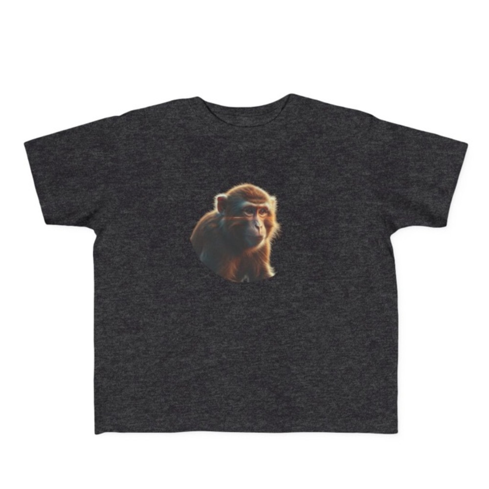 Charcoal Gray Kids T-Shirt with Monkey Print